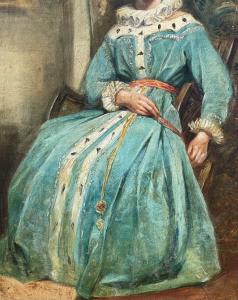 Pittore romantico (seconda metà del XIX secolo) - Ritratto di dama in costume medievale. - Foto 7